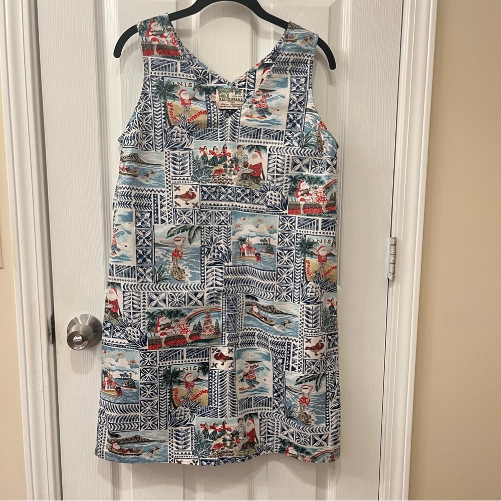 Mele Kalikimaka from Reyn Spooner Limited Issue Hawaiian Santa Christmas Dress M